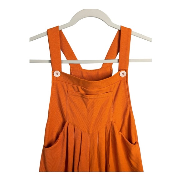 Halara Adjustable Strap Button Front Waffle Casual Overalls in Apricot Orange XS - Picture 7 of 11